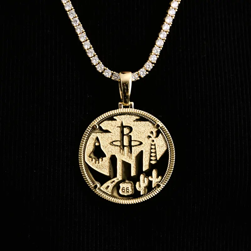 Houston Rockets Team Coin Necklace In Yellow Gold – Authentic Nba Jewelry 1