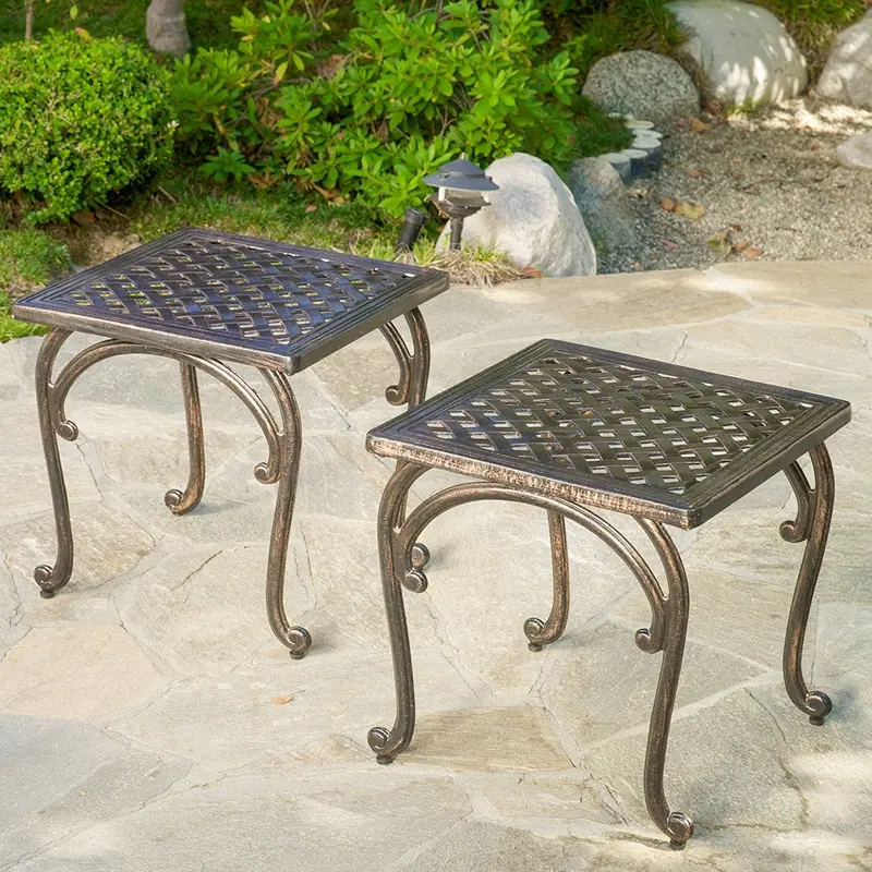 Hyde Outdoor Cast Aluminum Accent Tables – Set Of 2 Modern Patio Side Tables For Outdoor Living 1