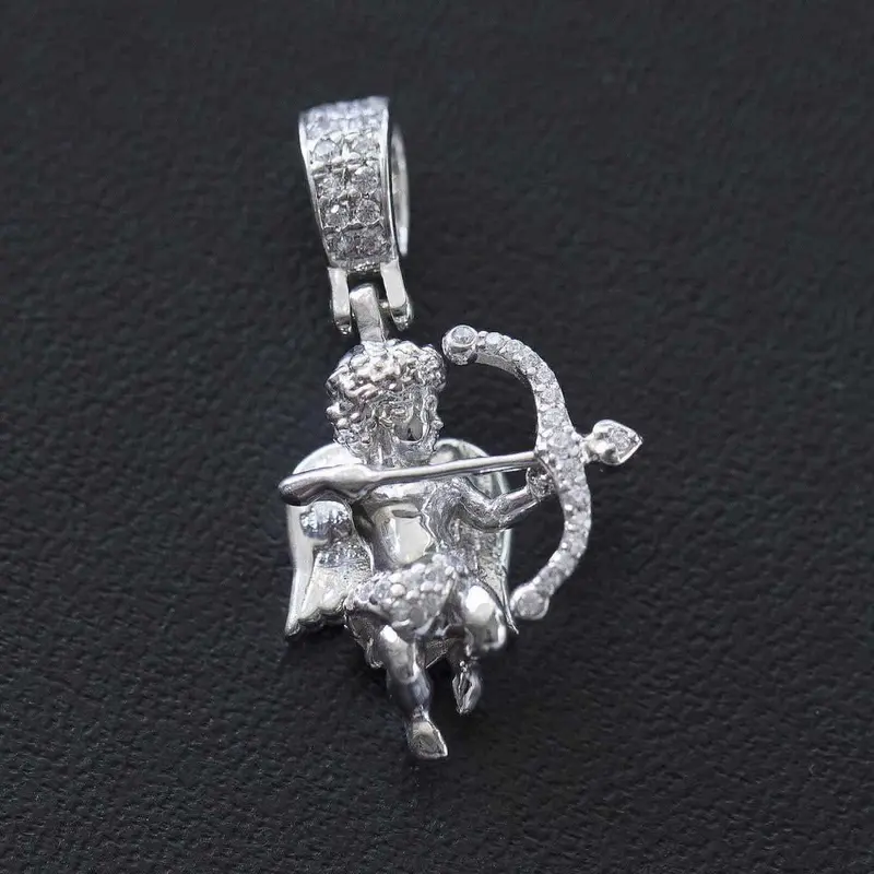 Iced Cupid Pendant In Solid White Gold With Vs Diamonds 1