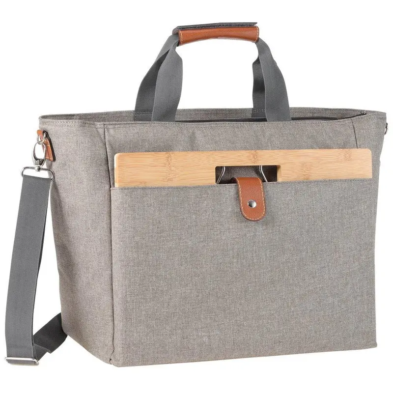 Innostage Xl Insulated Wine Tote & Picnic Cooler Bag – Includes Portable Bamboo Snack Table (Beige) 1