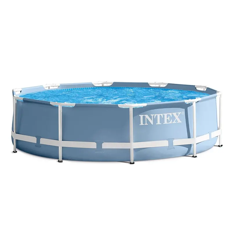 Intex 10-Foot Round Prism Frame Above-Ground Swimming Pool – 30-Inch Depth, Family-Friendly Summer Pool Set 1