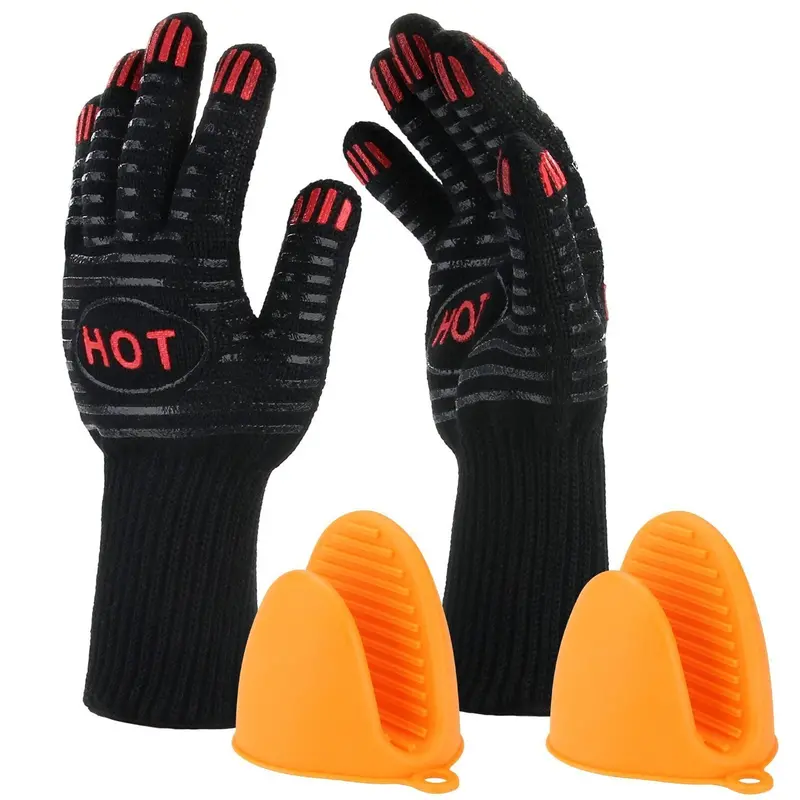 Isuda Extreme Heat-Resistant Bbq Gloves – 14-Inch Forearm Protection (932°F), Includes Bonus Silicone Pot Holder & Digital Ebook 1