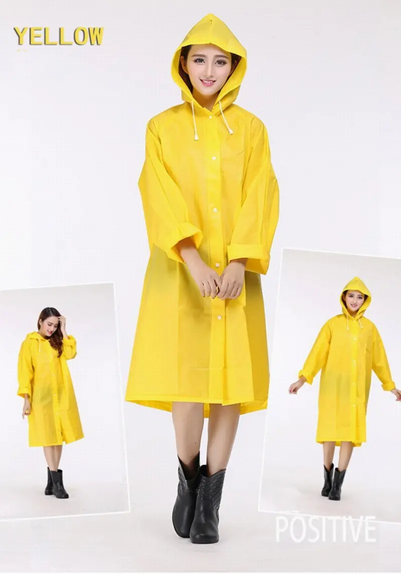 Kalaixing Portable Rain Poncho With Hood & Sleeves – Yellow, Waterproof For Outdoor Activities 1