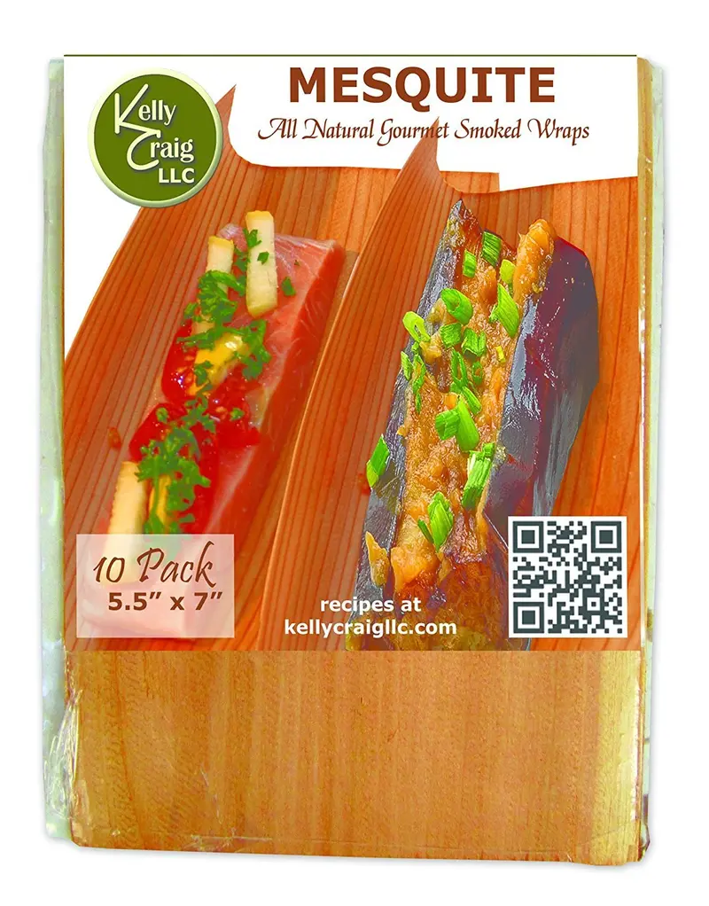 Kelly Craig All-Natural Mesquite Smoked Grilling Wraps – 10-Pack Eco-Friendly Cooking Aid 1