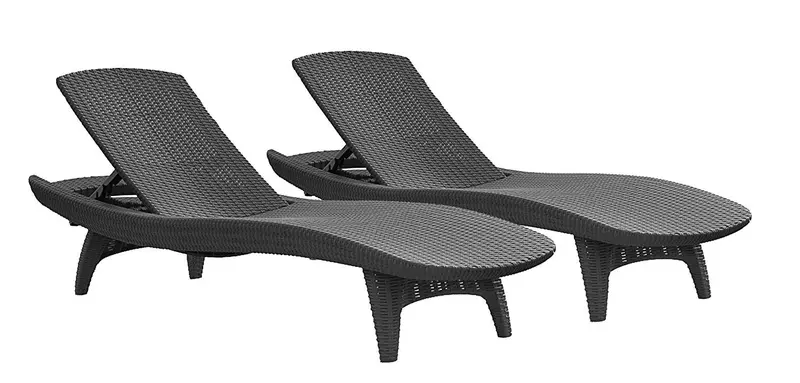 Keter Pacific 2-Piece All-Weather Adjustable Chaise Lounge Set – Graphite Finish 1
