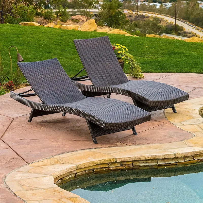 Lakeport Adjustable Outdoor Chaise Lounge Set – 2-Piece Reclining Pair 1