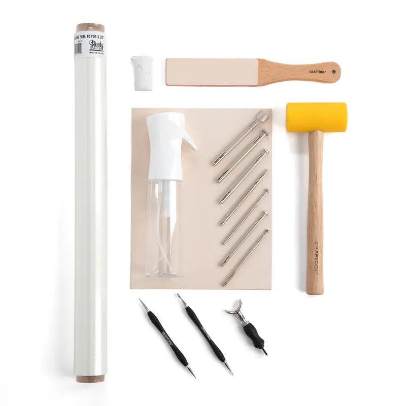 Leather Carving Fundamentals Kit With Tools And Practice Pieces 1
