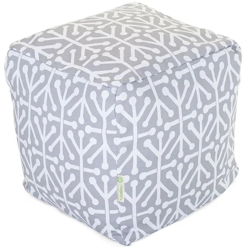 Majestic Home Goods Aruba Bean Bag Ottoman – Indoor/Outdoor Gray Cube Pouf (17" × 17" × 17") 1