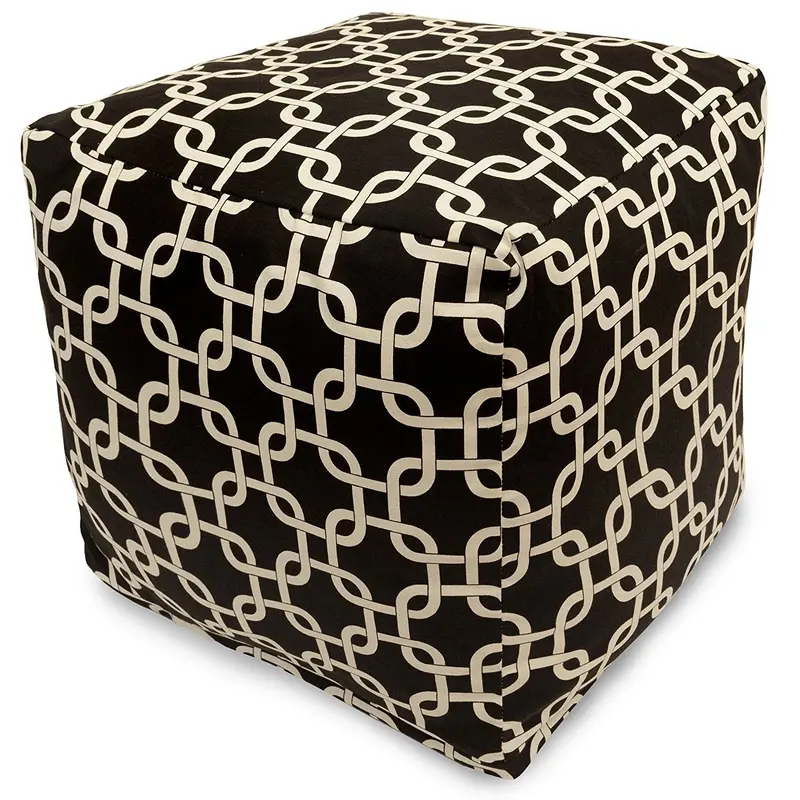 Majestic Home Goods Black Cube Bean Bag Ottoman – 17-Inch Indoor/Outdoor Pouf 1