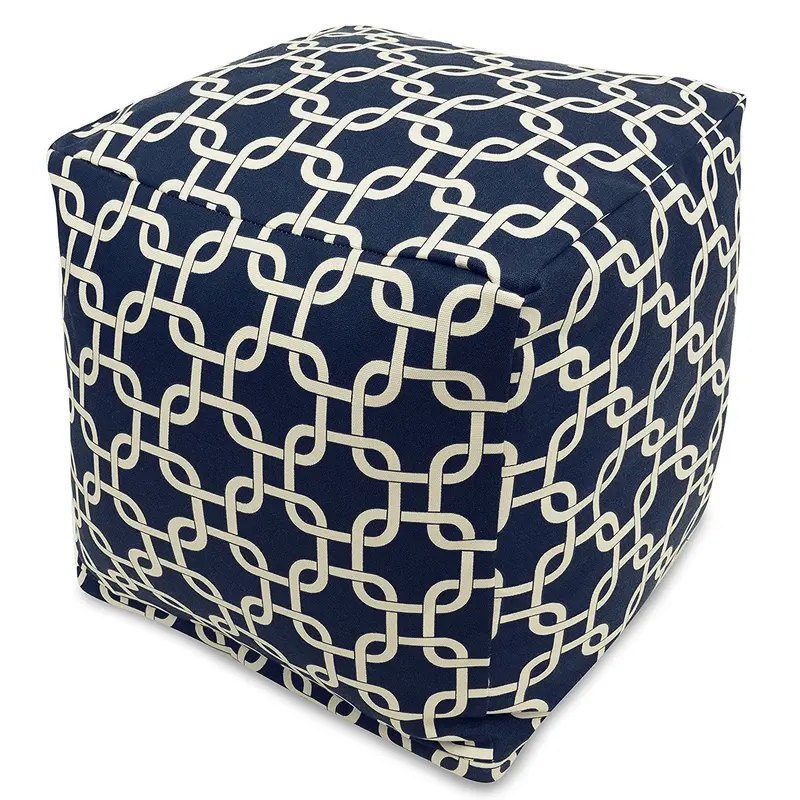 Majestic Home Goods Navy Blue Indoor/Outdoor Bean Bag Cube Ottoman (17" X 17" X 17") 1