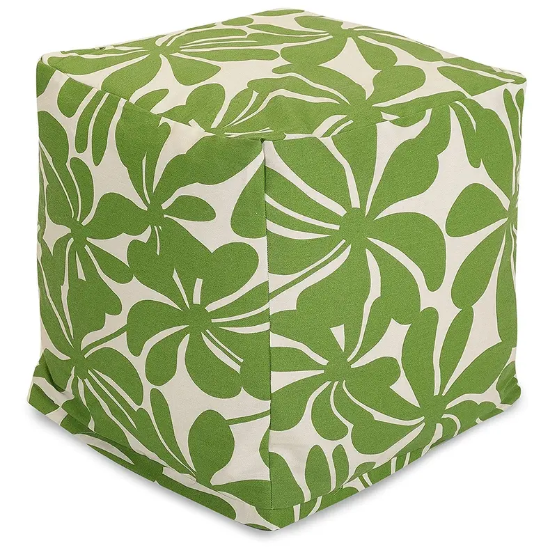Majestic Home Goods Plantation Bean Bag Ottoman – Indoor/Outdoor Cube Pouf In Sage (17" X 17" X 17") 1