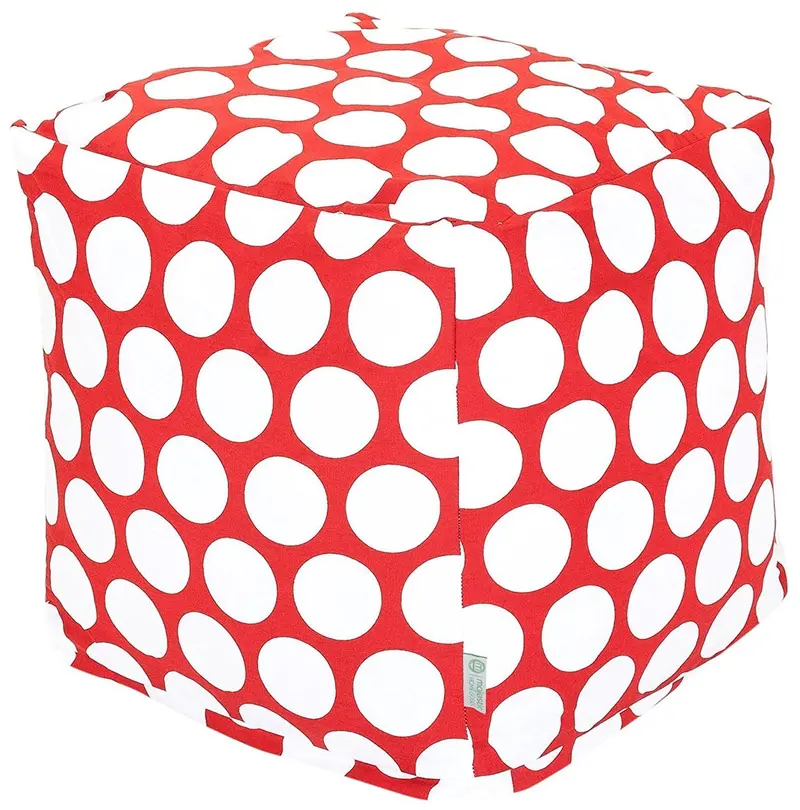 Majestic Home Goods Red Hot Polka Dot Small Cube Ottoman 1