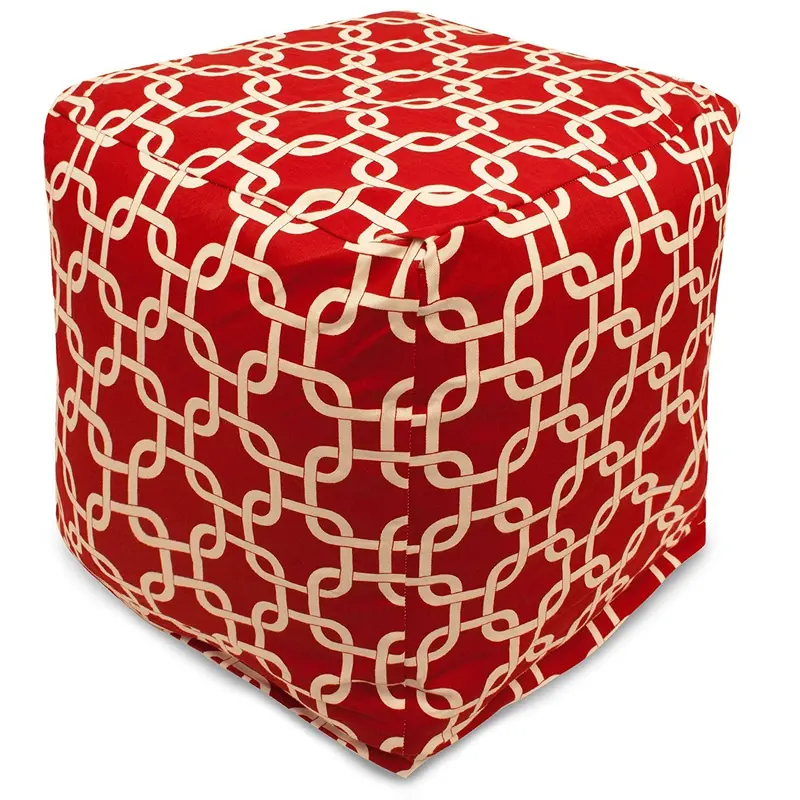 Majestic Home Goods Red Indoor/Outdoor Bean Bag Ottoman Cube – 17-Inch Square Pouf 1