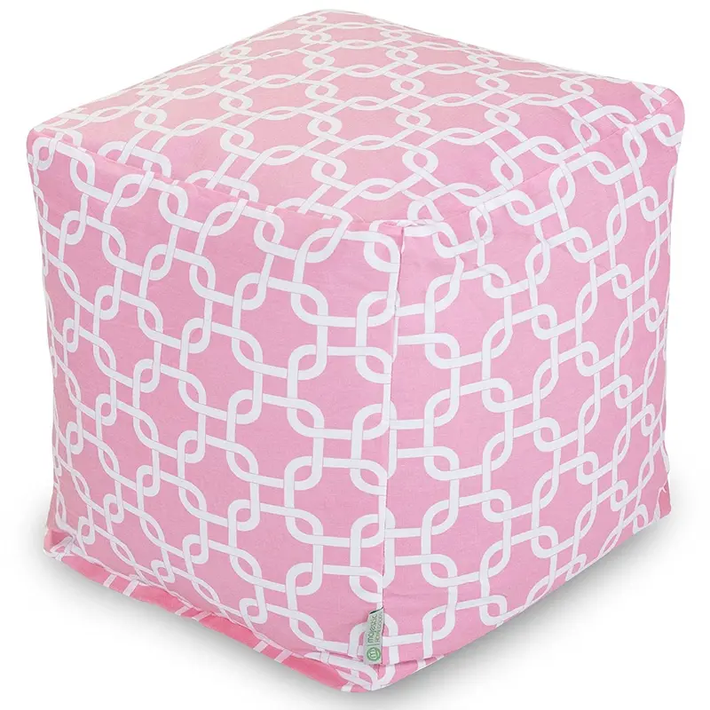 Majestic Home Goods Soft Pink Indoor/Outdoor Bean Bag Ottoman Cube – 17" Compact Pouf 1