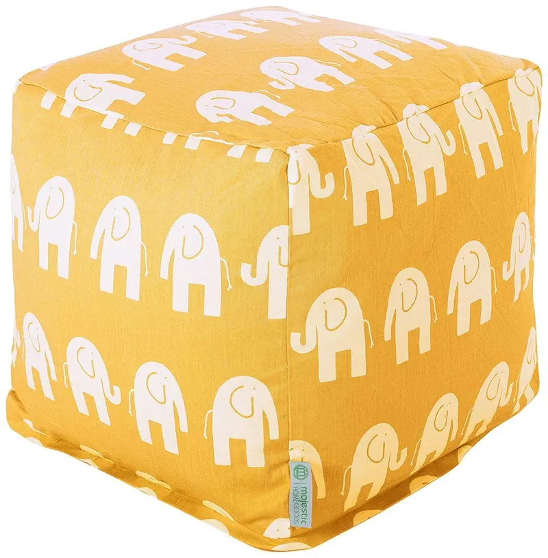Majestic Home Goods Yellow Ellie Accent Cube – Small Decorative Storage Or Footstool 1