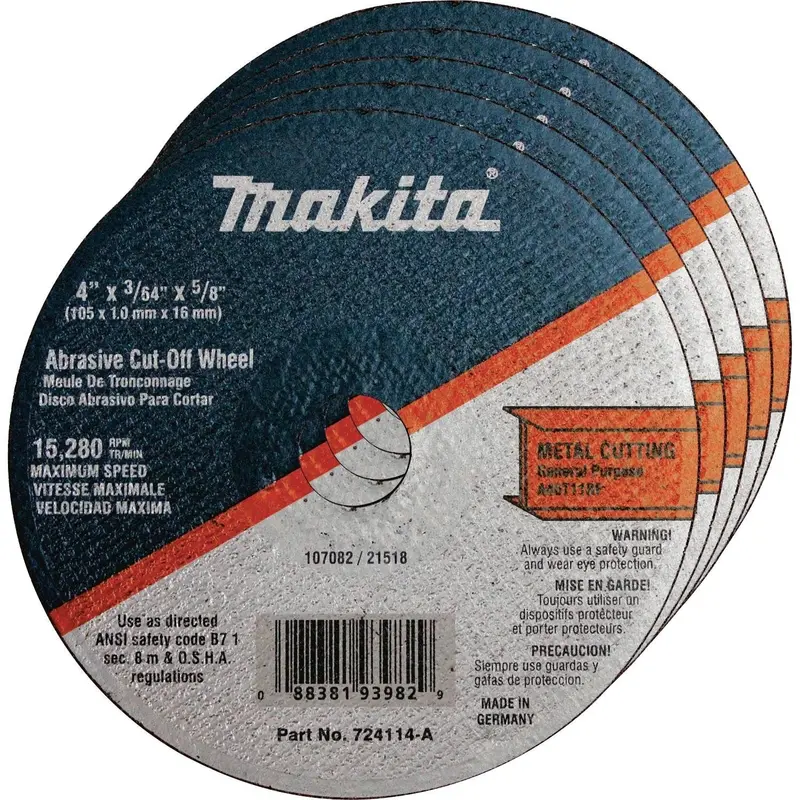 Makita 724114-A-25 4-Inch Super-Thin Cut-Off Wheel – 5/8" Arbor, 3/64" Thickness (25-Pack) 1
