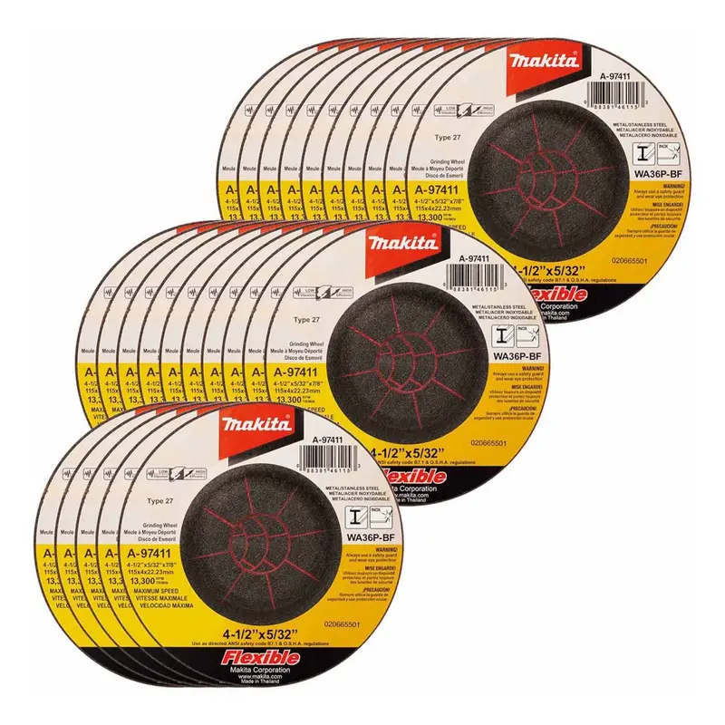 Makita A-97411-25 Inox Flex Grinding Wheel – 4-1/2", 36 Grit, 25-Pack For Stainless Steel 1