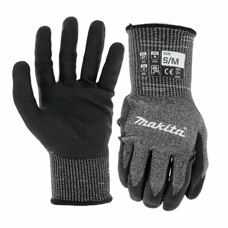 Makita T-04139 Advanced Fitknit Cut Level 7 Nitrile-Coated Gloves – Small/Medium 1