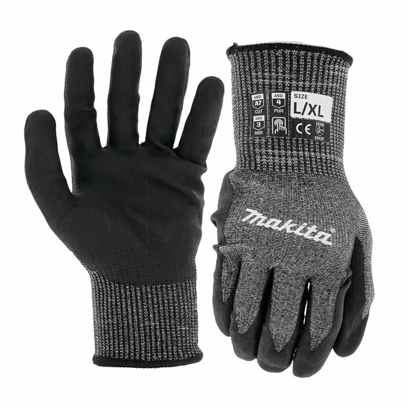 Makita T-04145 Advanced Fitknit Cut Level 7 Nitrile-Coated Gloves – Large/X-Large 1