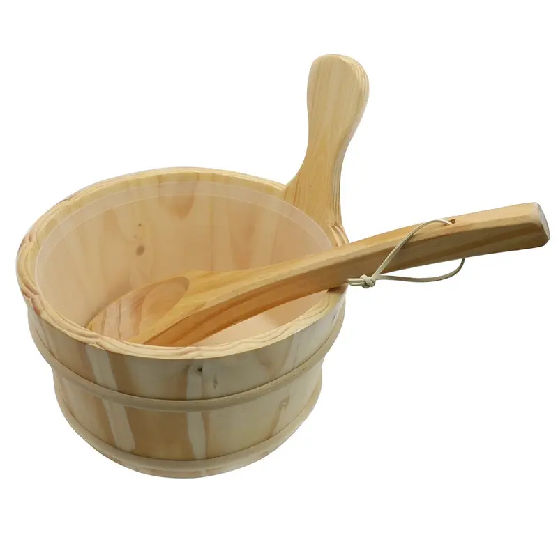 Maymii Handcrafted Wooden Sauna Bucket – 1-Gallon Capacity With Plastic Liner & Ladle, Spa Accessory 1