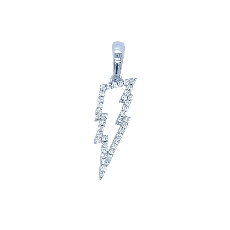 Men’S Micro Lightning Bolt Pendant – Lab-Created Moissanite, White Gold Vermeil 1
