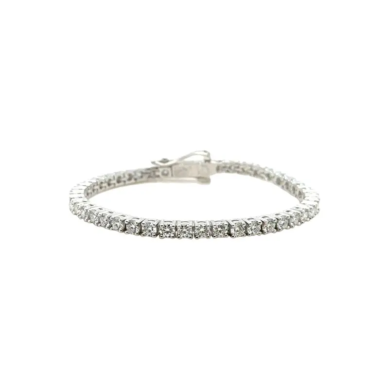 Men'S Moissanite Diamond Tennis Bracelet In White Gold Vermeil- 3Mm 1