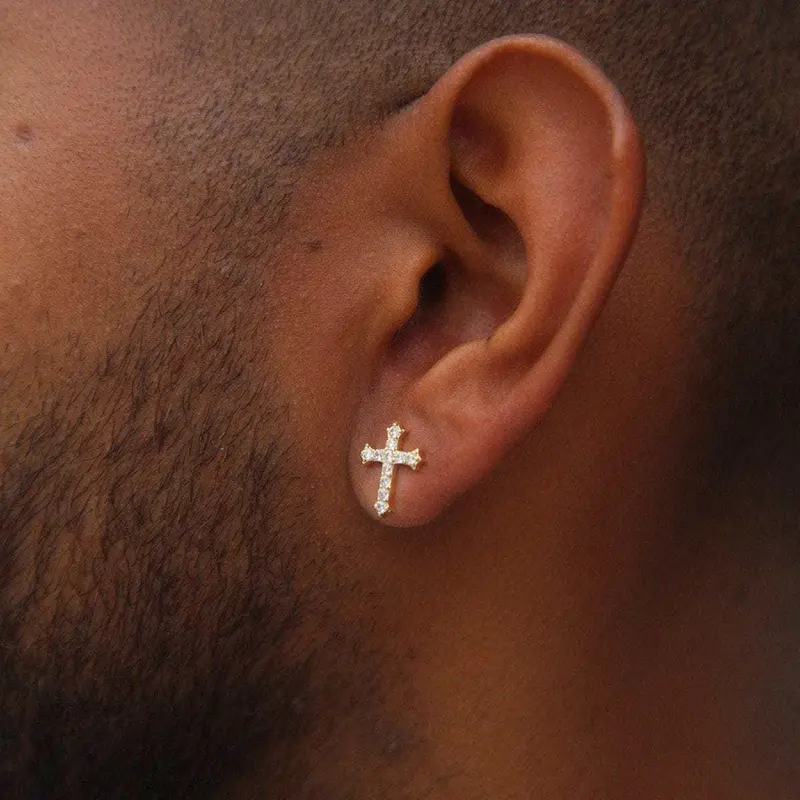 Micro Diamond Cross Stud Earrings 1