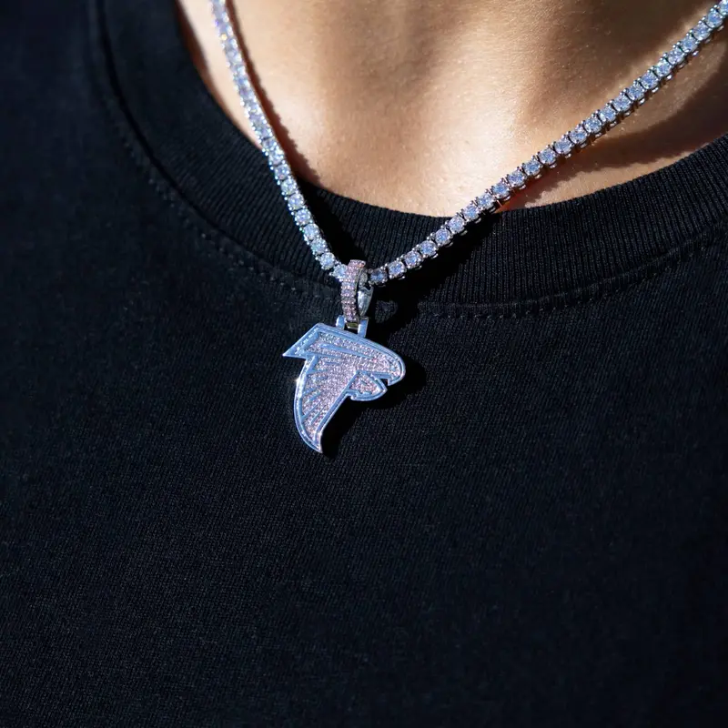 Micro Falcons Logo Pendant In White Gold 1