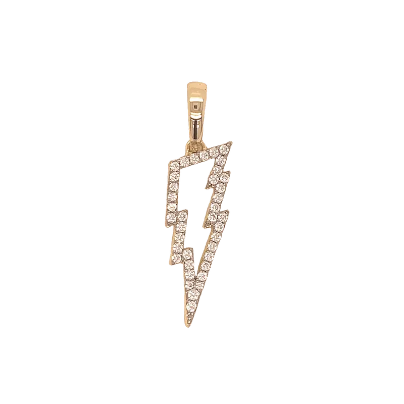 Micro Pavé Lightning Bolt Pendant In Rhodium-Plated Metal 1