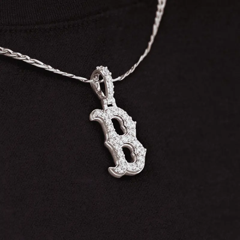 Mini Boston Red Sox Pendant In White Gold 1