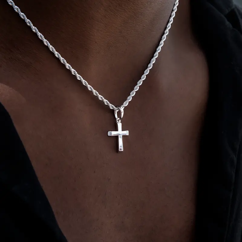 Minimalist Micro Cross Pendant – White Gold Everyday Necklace 1