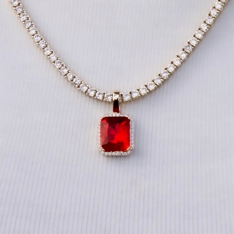 Minimalist Micro Ruby Stone Pendant In Sterling Or Gold-Plated Setting 1