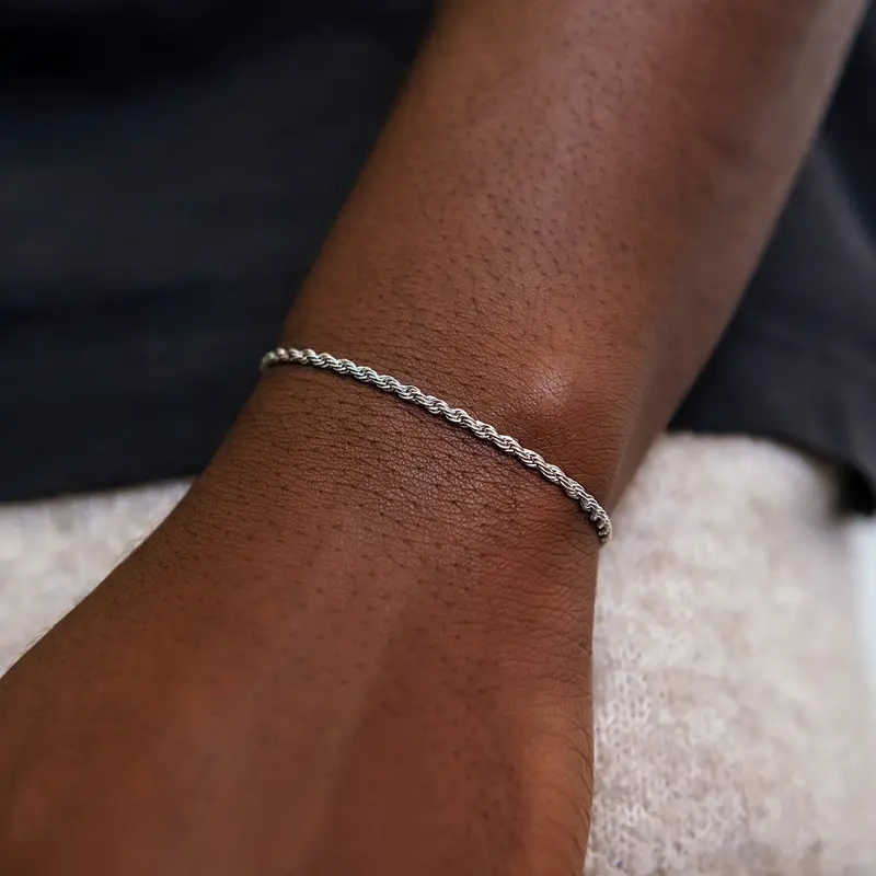 Minimalist White Gold Rope Bracelet – 2Mm Width 1