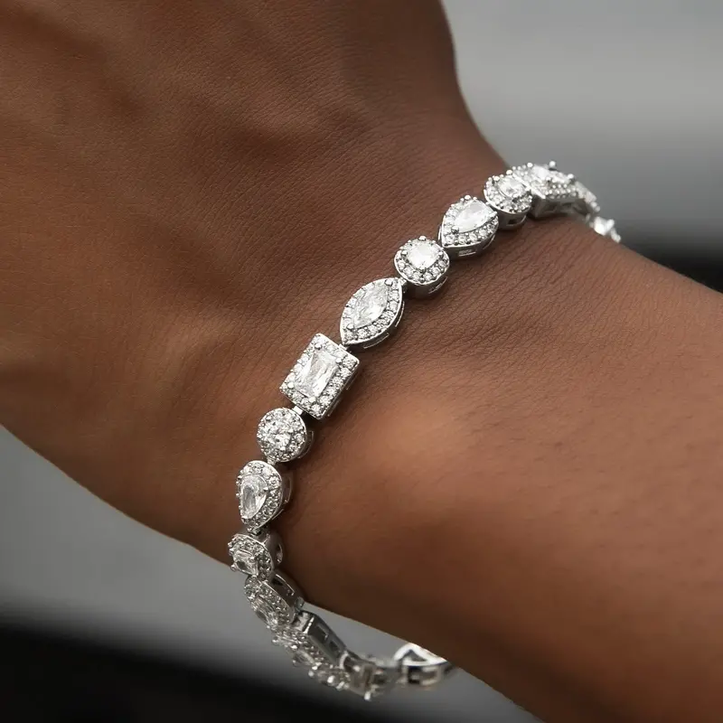 Mixed Diamond Pave Bracelet In Yellow Gold 1
