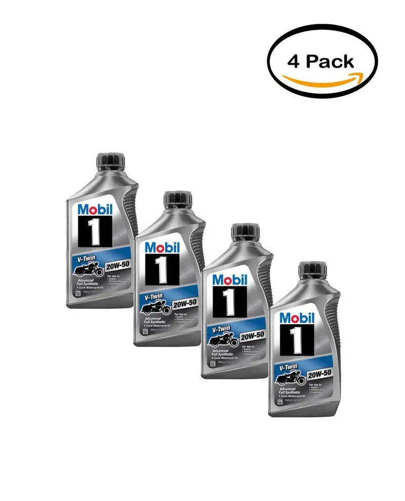Mobil 1 20W-50 Full Synthetic Motorcycle Oil – 1-Quart Bottles (Pack Of 4) 1