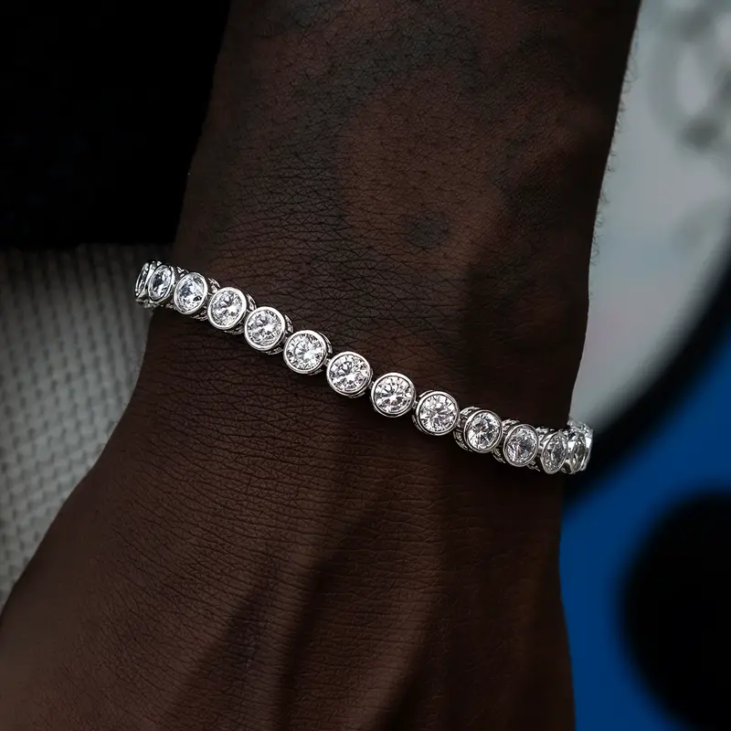 Modern 5Mm White Gold Bezel Tennis Bracelet 1