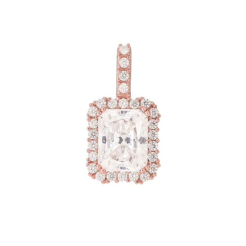 Moissanite Micro-Diamond Pendant For Men – Rose Gold Vermeil 1