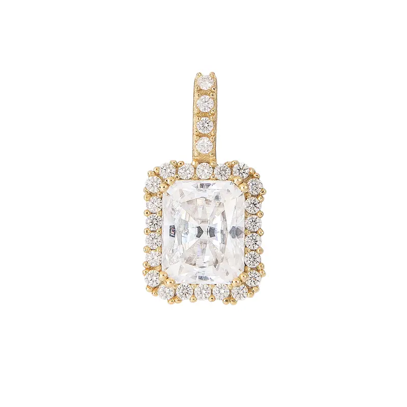 Moissanite Micro-Diamond Pendant For Men – Yellow Gold Vermeil 1