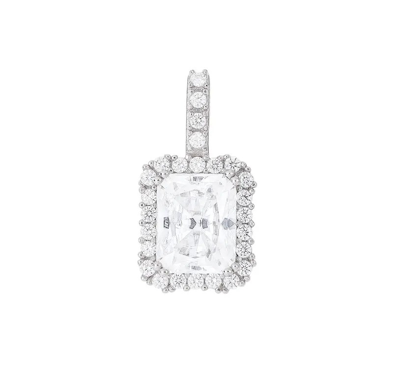 Moissanite Micro-Diamond Pendant For Women – White Gold Vermeil 1