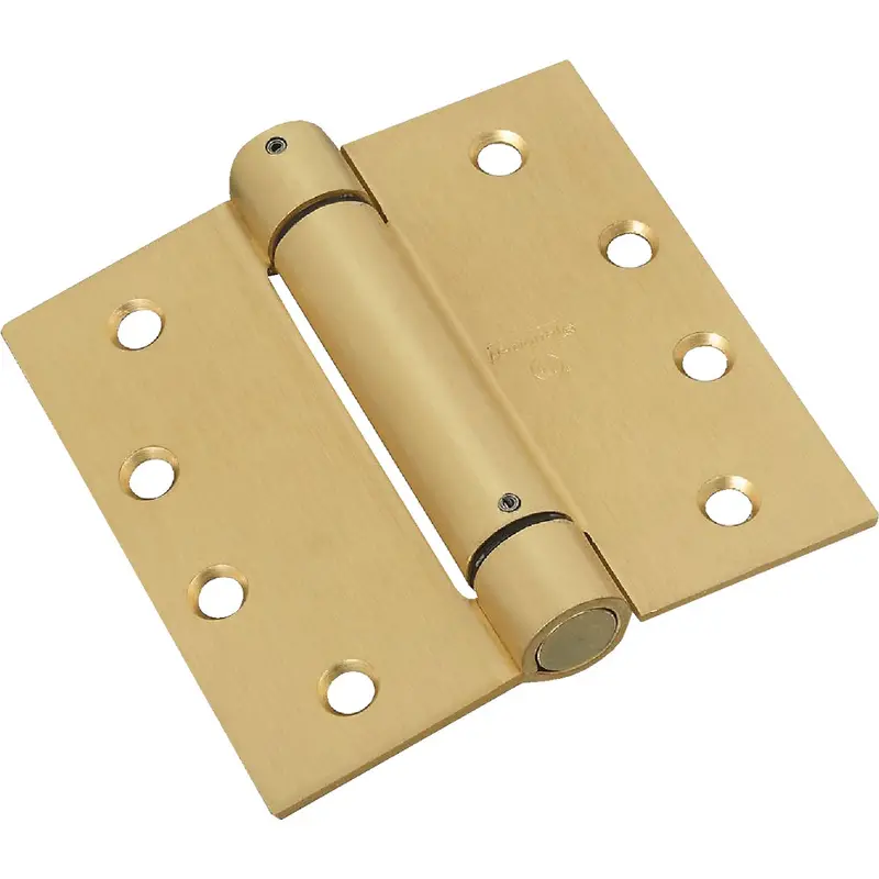National Square Spring Door Hinge – 4 Inch, Satin Brass Finish 1
