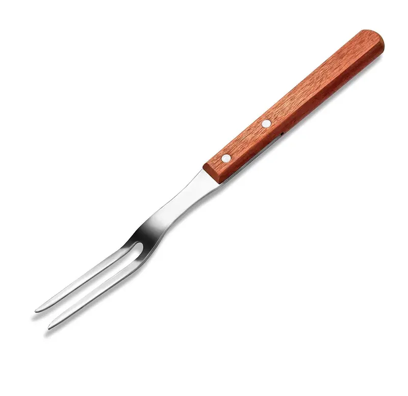 New Star Foodservice Barbecue Fork – 13-Inch Wooden Handle Grill Skewer For Outdoor Cooking 1