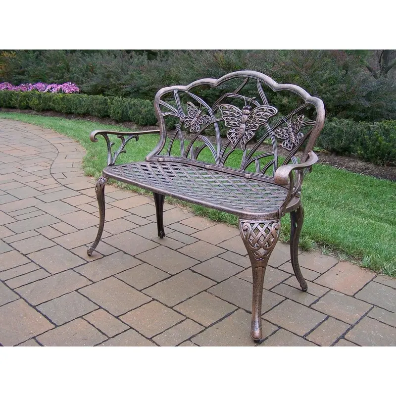 Oakland Living Butterfly Loveseat – Cast Aluminum Outdoor Seating In Antique Bronze Finish 1