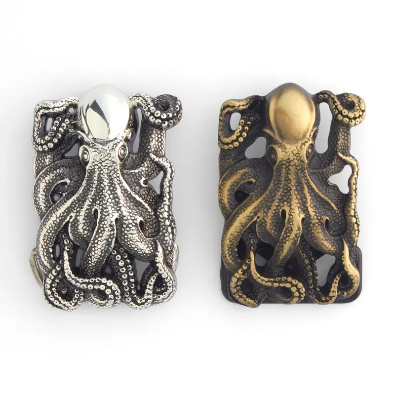 Octopus-Themed Trophy Buckle – Polished Metal Statement Piece 1