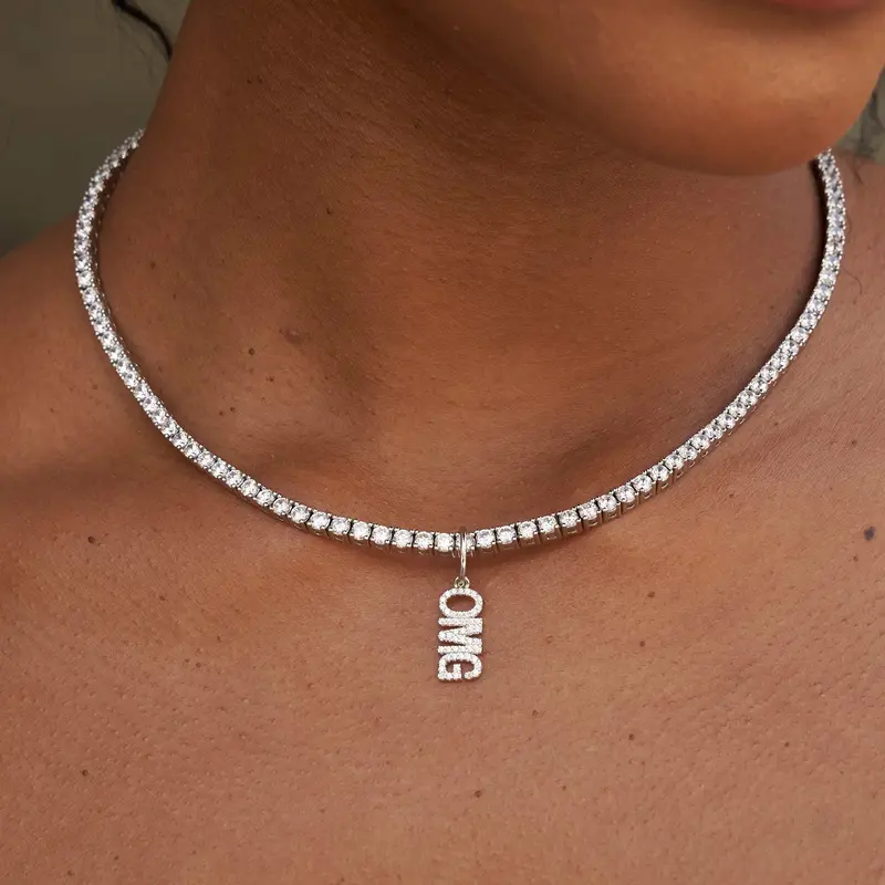Omg Pendant In 14K White Gold 1