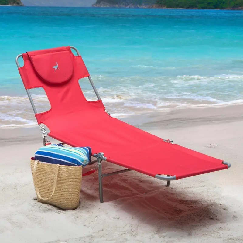 Ostrich 3N1 Chaise Lounge Chair – Adjustable Reclining Sun Lounger In Red 1