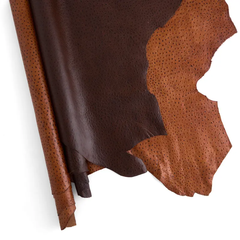 Ostrich-Embossed Leather Side Cut 1