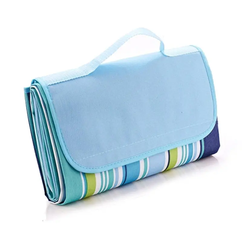 Outmall Portable Sandproof Beach Blanket – Waterproof, Foldable Outdoor Mat For Camping, Picnics, Bbqs, And Sports (79" X 57", Blue Stripe) 1