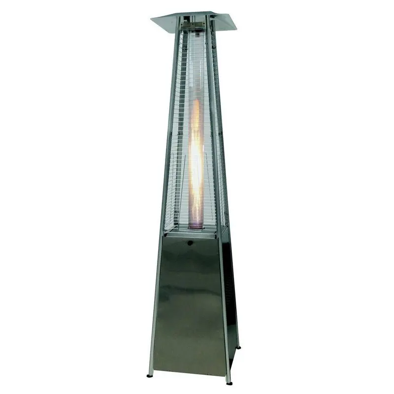 Palm Springs Quartz Glass Tube Flame Patio Heater – Stainless Steel Pyramid Design 1