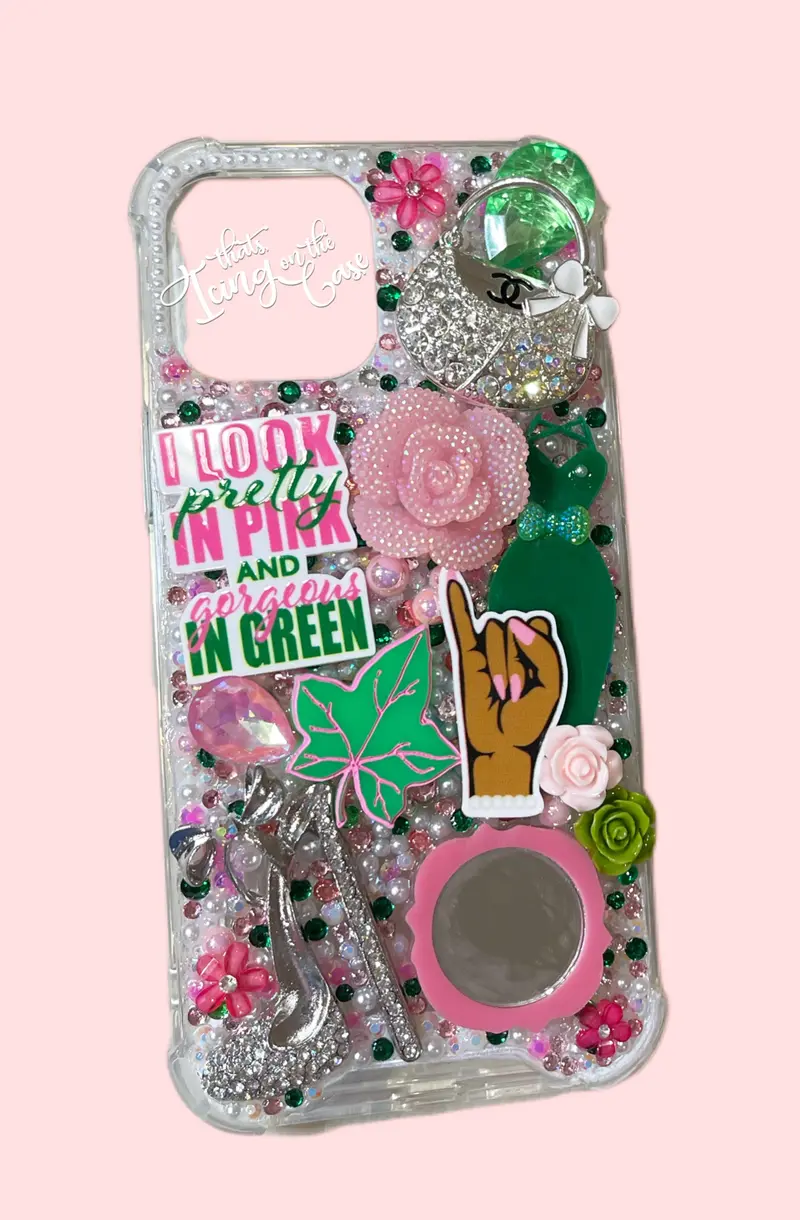Pastel Pink & Emerald Green Snap-On Case With Protective Bumper For Iphone 12 Pro Max 1
