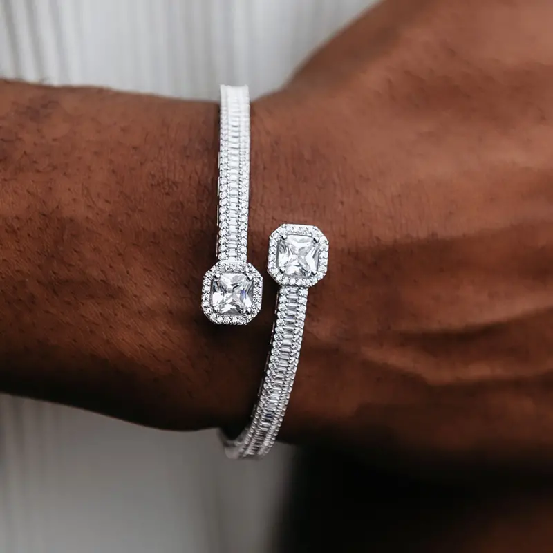 Pavé Cushion-Cut Baguette Cuff Bracelet 1